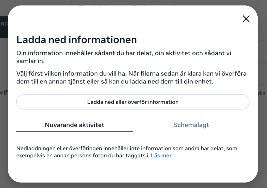 Ladda ner den informationen du vill ha kvar.