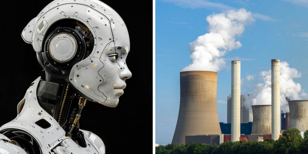 AI-robot och utsläpp.