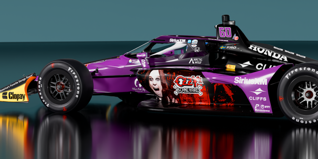 No. 60 Honda IndyCar med Ozzys ansikte. (Foto: Indycar)