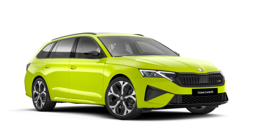 En kanariegul Skoda Octavia Combi RS. (Foto: Skoda)