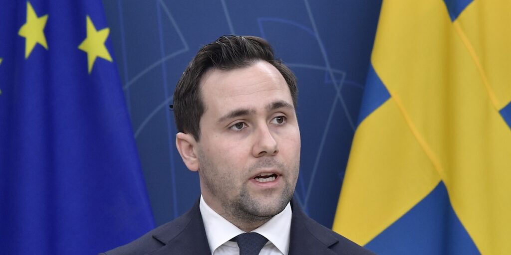 Sveriges biståndsminister Benjamin Dousa säger att Israel stoppat matleveranser till Gaza och varnar för att landets anseende skadas (Foto: Axel Narving / TT)