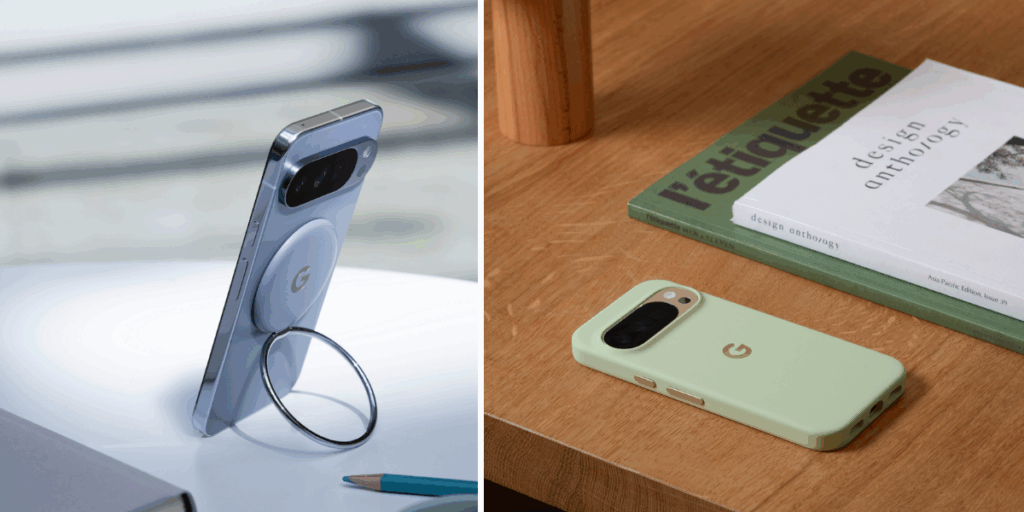Pixelsnap ring stand och Pixelsnap skalskydd. (Foto: Google)