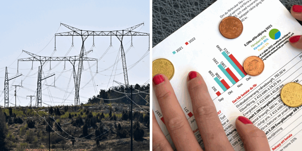 elpriser på en elräkning. 