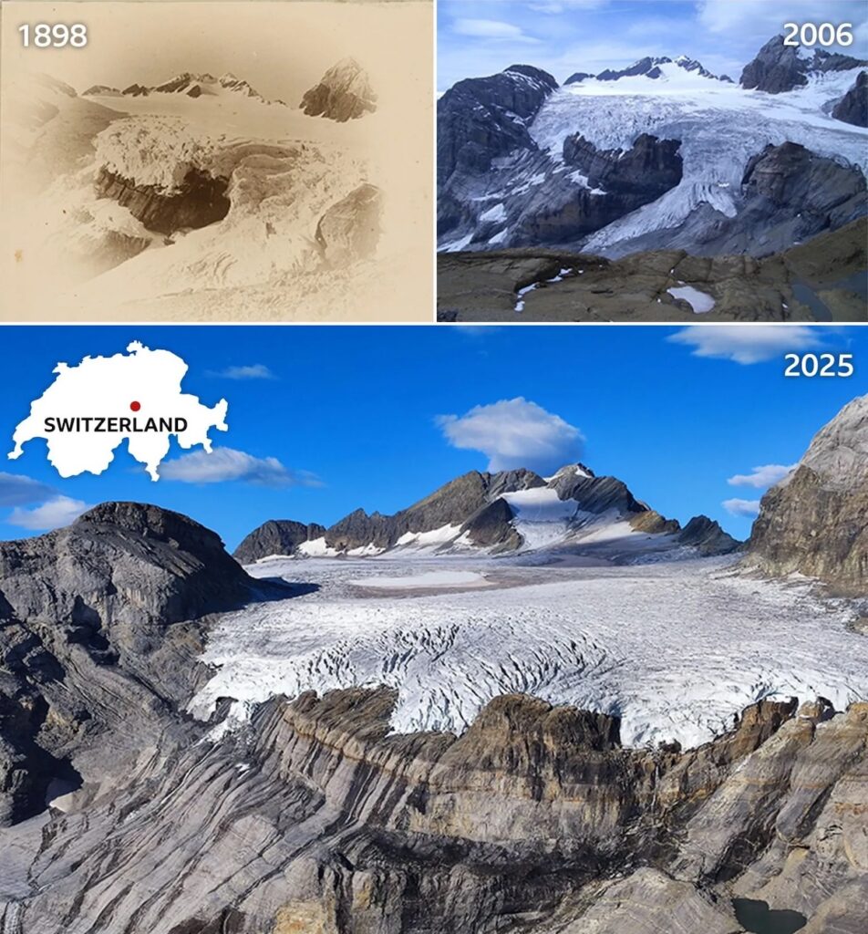 Clariden-glaciären försvinner snabbt.