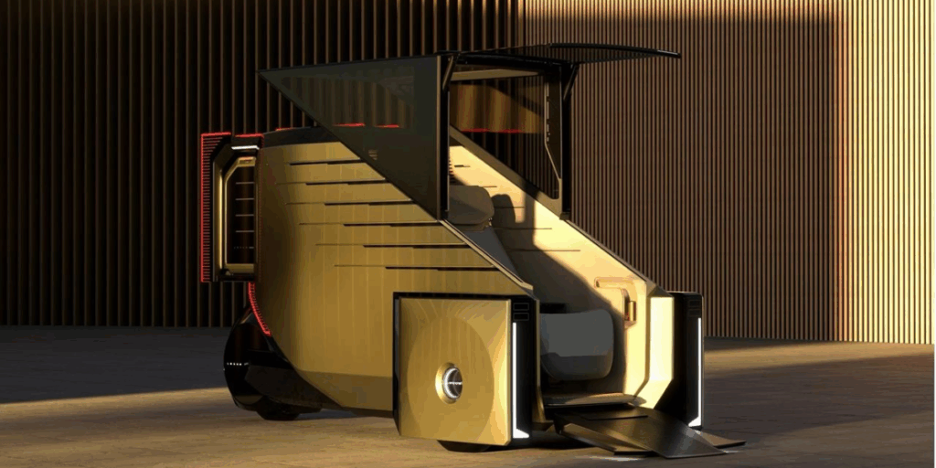 Här kliver man in i sin lilla pod. (Foto: Lexus)