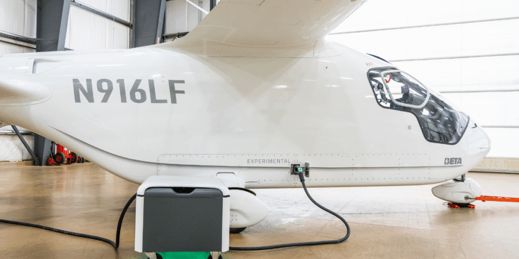 Här laddar en CX300 på en Mini Cube charging station. (Foto: Beta)