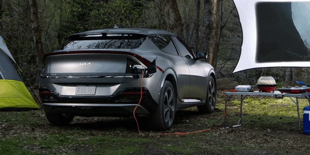 Du kan använda vissa elbilar till det som kallas v2l. Så ladda din teknik eller ladda ditt hem. (Foto: Kia)