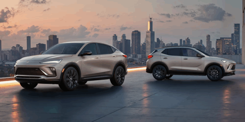 General Motors kollar på om de kan få till en tvåtaktsmotor i kommande hybrider. Bild på två Buick. (Foto: Buick)