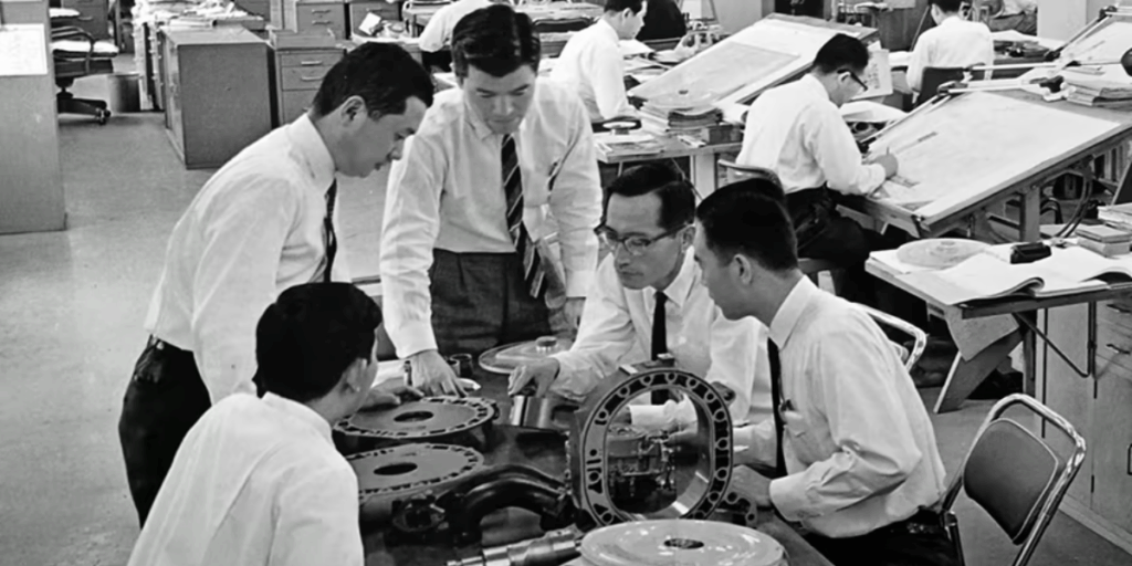 Vid Tokyos motormässa 1964 visade Mazda upp prototypen Cosmo Sport 110 S, utvecklad av företagets wankelteam under ledning av Kenichi Yamamoto. (Foto: Mazda)