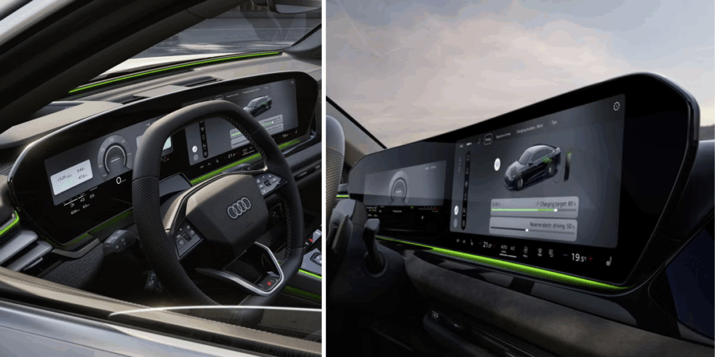 Invändigt tar experterna upp det gamla vanliga numer, plastigt och jobbiga touchknappar. (Foto: Audi)